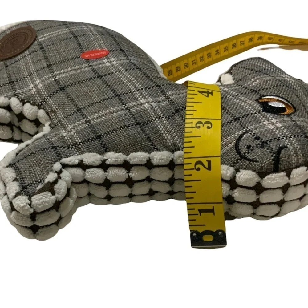 Dog Toss Toy European Home Burlap Bunny Grey White Country Farmhouse Plaid